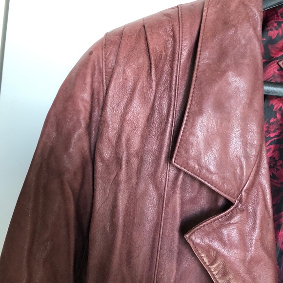 VTG Jacqueline Ferrar Genuine Leather Trench Coat size MP - Picture 5 of 16